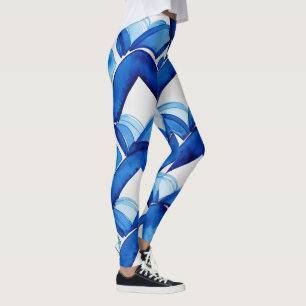 Moderne Abstracte Blauwe Waterverf Leggings