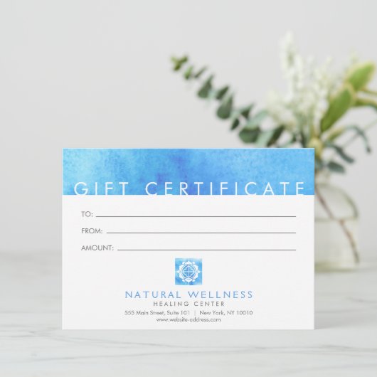 Moderne Abstracte blauwe wellness-cadeaubon (Staand voorkant)