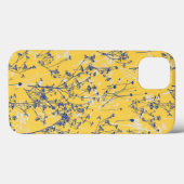 Moderne Abstracte blauwe wilde bloemen op mosterdg Case-Mate iPhone Case (Achterkant (horizontaal))