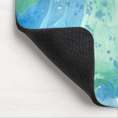 Moderne Abstracte blauwe witte marmer Muismat (Hoek)