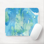 Moderne Abstracte blauwe witte marmer Muismat (Met muis)