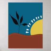 Moderne abstracte blauwe zon minimalistische kunst poster (Voorkant)