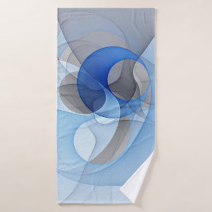 Moderne Abstracte Blauwgrijze Fractale Kunst Grafi Badhanddoek
