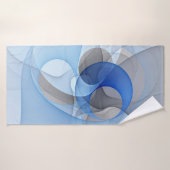 Moderne Abstracte Blauwgrijze Fractale Kunst Grafi Badhanddoek (Badhanddoek)