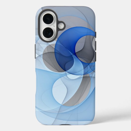 Moderne Abstracte Blauwgrijze Fractale Kunst Grafi Case-Mate iPhone Case (Achterkant)