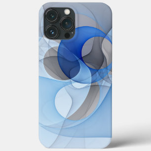 Moderne Abstracte Blauwgrijze Fractale Kunst Grafi Case-Mate iPhone Case