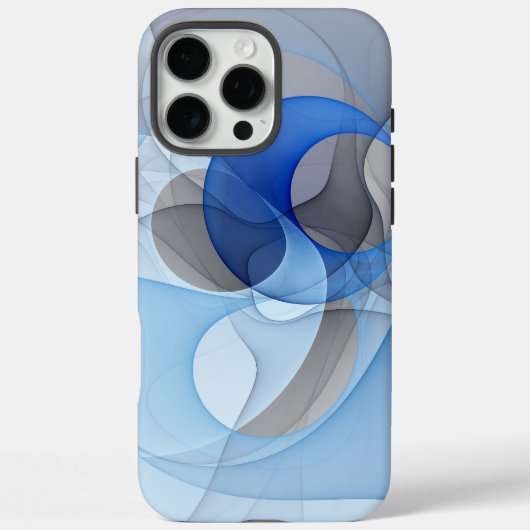 Moderne Abstracte Blauwgrijze Fractale Kunst Grafi Case-Mate iPhone Case (Achterkant)