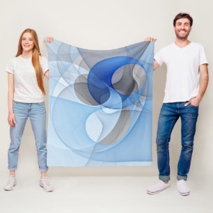 Moderne Abstracte Blauwgrijze Fractale Kunst Grafi Fleece Deken