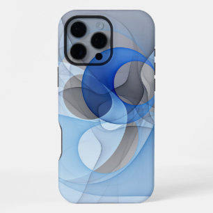 Moderne Abstracte Blauwgrijze Fractale Kunst Grafi iPhone 16 Pro Max Hoesje