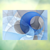 Moderne Abstracte Blauwgrijze Fractale Kunst Grafi Raamsticker (Vel 3)