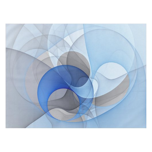 Moderne Abstracte Blauwgrijze Fractale Kunst Grafi Tafelkleed (Voorkant (Horizontaal))