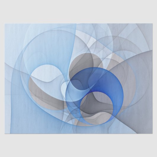 Moderne Abstracte Blauwgrijze Fractale Kunst Grafi Tissuepapier (Voorkant)