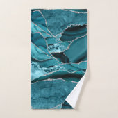 Moderne Abstracte Blauwgroen Blauwe Agaat Zilveren Bad Handdoek (Handdoek)
