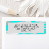 Moderne Abstracte Blauwgroen blauwe golven Etiket (Insitu)