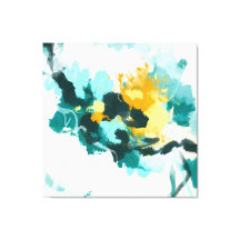 Moderne Abstracte Blauwgroen en gele vormgeving