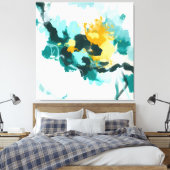 Moderne Abstracte Blauwgroen en gele vormgeving Canvas Afdruk (Insitu (Slaapkamer))