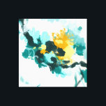 Moderne Abstracte Blauwgroen en gele vormgeving Canvas Afdruk<br><div class="desc">Het prachtige moderne abstracte schilderij werd een prachtig kussendrainontwerp - geïnspireerd door golven en zonneschijn aan een horizon</div>