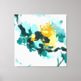 Moderne Abstracte Blauwgroen en gele vormgeving Canvas Afdruk