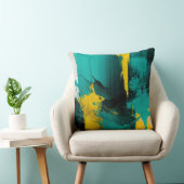 Moderne Abstracte Blauwgroen en gele vormgeving Kussen (Stoel)