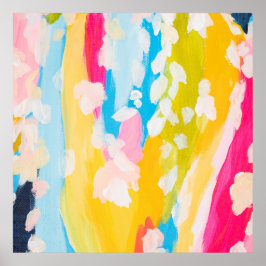 Moderne Abstracte Blauwgroen en gele vormgeving Poster