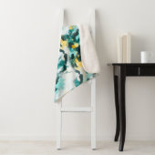 Moderne Abstracte Blauwgroen en gele vormgeving Sherpa Deken (In situ)