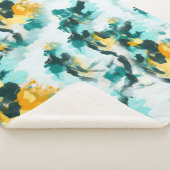 Moderne Abstracte Blauwgroen en gele vormgeving Sherpa Deken (3/4)
