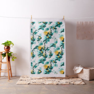 Moderne Abstracte Blauwgroen en gele vormgeving Stof