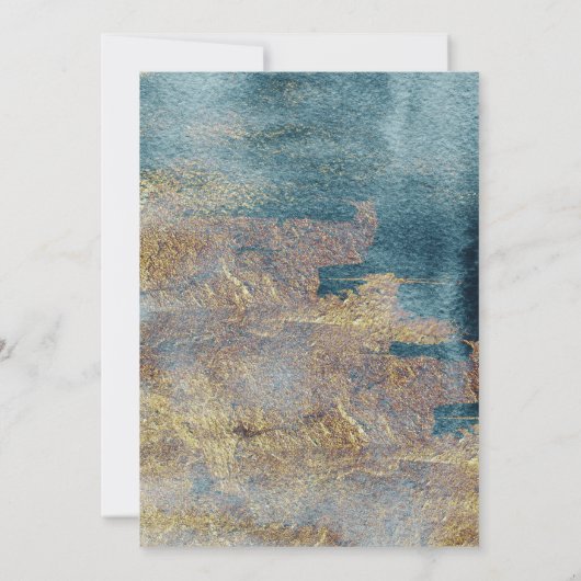 Moderne Abstracte Blauwgroen en goudbruiloft met s Kaart (Achterkant)