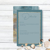 Moderne Abstracte Blauwgroen en goudbruiloft voor Informatiekaartje