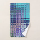Moderne Abstracte Blauwgroen en Paarse Patroon Bad Handdoek (Handdoek)