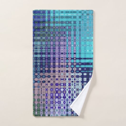 Moderne Abstracte Blauwgroen en Paarse Patroon Bad Handdoek (Handdoek)