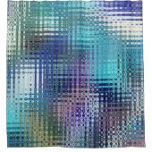 Moderne Abstracte Blauwgroen en Paarse Patroon Douchegordijn (Voorkant)