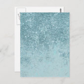 Moderne abstracte blauwgroen glitter blush tones m briefkaart (Voorkant / Achterkant)