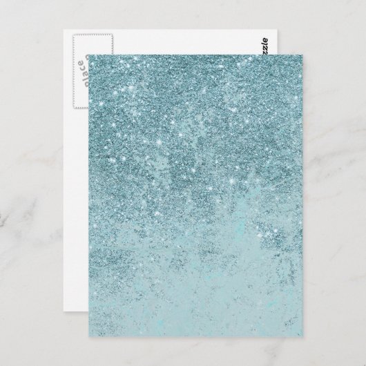 Moderne abstracte blauwgroen glitter blush tones m briefkaart (Voorkant / Achterkant)