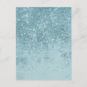 Moderne abstracte blauwgroen glitter blush tones m briefkaart