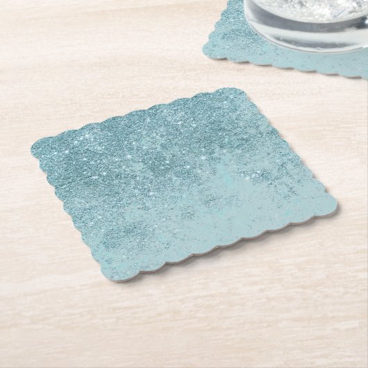 Moderne abstracte blauwgroen glitter blush tones m kartonnen onderzetters (Gebogen)