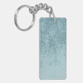 Moderne abstracte blauwgroen glitter blush tones m sleutelhanger (Voorkant Links)