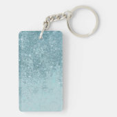 Moderne abstracte blauwgroen glitter blush tones m sleutelhanger (achterkant)