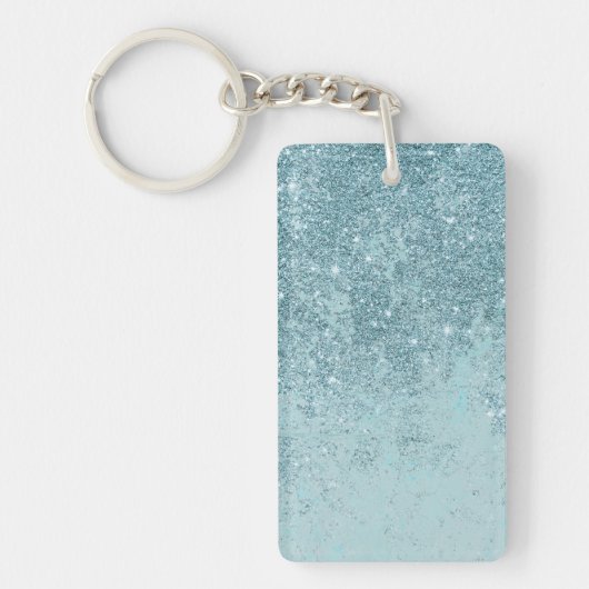 Moderne abstracte blauwgroen glitter blush tones m sleutelhanger (Voorkant)