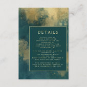 Moderne Abstracte Blauwgroen gouden bruiloft Detai Informatiekaartje (Voorkant)