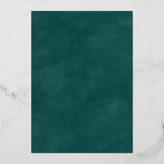 Moderne Abstracte Blauwgroen gouden bruiloft in on Folie Uitnodiging (Achterkant)