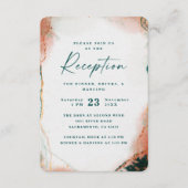 Moderne Abstracte Blauwgroen & koperen huwelijksre Informatiekaartje (Voorkant)