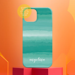 Moderne Abstracte Blauwgroen naam van het Manuscri Case-Mate iPhone 14 Hoesje