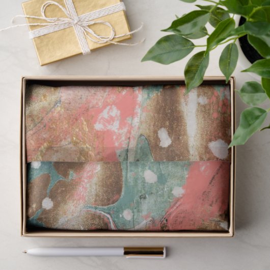 Moderne Abstracte, Blauwgroen roze gouden ontkoppe Tissuepapier (Geschenk)