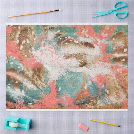 Moderne Abstracte, Blauwgroen roze gouden ontkoppe Tissuepapier (Craft)