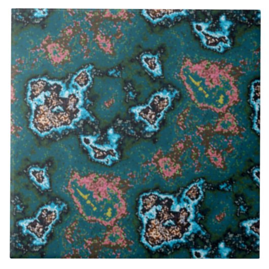 Moderne Abstracte Blauwgroen roze Turquoise Marmer Tegeltje (Voorkant)