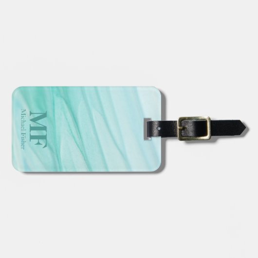 Moderne Abstracte Blauwgroen Waterverf Patroon - M Bagagelabel (Voorkant horizontaal)