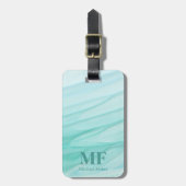Moderne Abstracte Blauwgroen Waterverf Patroon - M Bagagelabel (Voorkant verticaal)