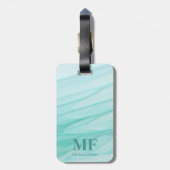 Moderne Abstracte Blauwgroen Waterverf Patroon - M Bagagelabel (Achterkant verticaal)