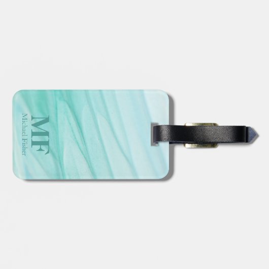 Moderne Abstracte Blauwgroen Waterverf Patroon - M Bagagelabel (Achterkant horizontaal)